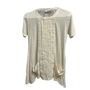 LOGO LORE GOLDSTEIN Off White Textured Linen Blend Tunic Dress XXS